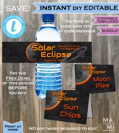 water bottle label with instructions to make it look like an advertisement for eclipse eclipse sun chips