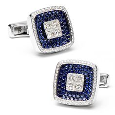 1.76CT Sapphires & 1.46CT Diamonds Pave Square Cufflinks Image 1 Kurta Buttons, Diamond Cufflinks, Designer Cufflinks, Canary Diamond, Diamond Cufflink, Mens Cufflinks, Luxury Gifts For Men, Gold Cufflinks, Cufflinks Wedding