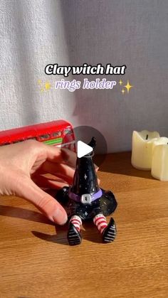 Clay Witch Hat, Clay Witch, Ring Holder Diy, Tiktok Tutorial, Witches Hat, Crafts Decor, Original Video