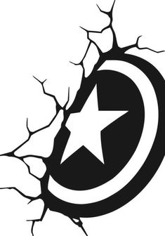 the captain's shield logo is shown in black and white, with cracked branches around it