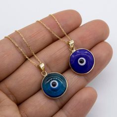 "1\" Shiny Evil Eye Pendant Necklace Real 14K Yellow Gold All Sizes * Metal : Real 14K Yellow Gold (Properly Stamped, 14K)  * Condition : Brand New  * Finish : Polished  * Average Weight : Pendant: 1.80 grams  16\" : 16\" : 2.62 grams  18\" : 2.70 grams  20\" : 2.82 grams  * Length : Selectable  * Width : 24mm x 15.5mm = Just under 1\" x 5/8\"  * Clasp/Bail : Lobster Lock All of our items are brand new and are shipped with a gift box." Gold Round Evil Eye Jewelry, Gold Evil Eye Round Jewelry, Gold Plated Evil Eye Round Necklaces, Gold Plated Round Evil Eye Necklace, Gold Plated Evil Eye Round Necklace, Yellow Gold Evil Eye Round Necklace, 14k Gold Evil Eye Round Necklace, 14k Gold Evil Eye Necklace, 14k Gold Amulet Necklace