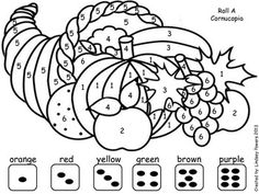 a coloring page with numbers and fruits on it