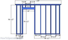 the measurements for an outdoor storage shed with two sides and one side open to allow additional space