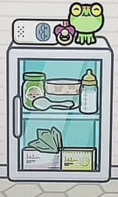 the refrigerator is full of food and drinks for kids to use as an appliance