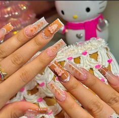 #gingerbread #christmas #pink #nails #cookies #nailart Christmas Pink Nails, Em Nails, Acrylic Nail Set, Long Acrylic Nail Designs, Cute Simple Nails, Simple Acrylic Nails, Christmas Pink, Seasonal Nails, Really Cute Nails