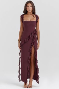 Stylish Maxi Dress, Body Con Dress, Dream Style, Ruffled Maxi Dress, Sweetheart Neck, Asymmetrical Dress, Chic Dress, Club Dresses, Look Chic