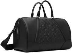 Black Textured Leather Luxury Duffle Bag, Black Business Duffle Bag With Detachable Handle, Designer Leather Duffle Bag With Detachable Handle, Luxury Leather Duffle Bag With Detachable Handle, Formal Leather Travel Bag With Handles, Ferragamo Bag, Buckle Bags, Latest Bags, Ferragamo Belt