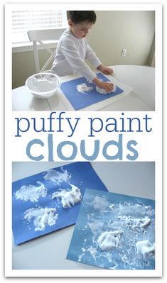 this is an image of puffy paint clouds for toddlers to play with in the water