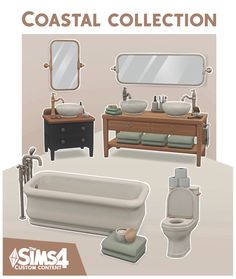 an image of a bathroom setting with bathtub, sink, mirror and other items