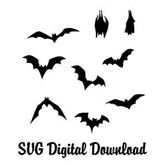 the silhouettes of bats are shown in black and white, with the words sug digital