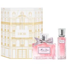 Fragrance Family: FloralsScent Type: Warm FloralsKey Notes: Lily of the Valley, Centifolia Rose, Soft MuskSet Description: Miss Dior Eau de Parfum is housed in a dazzling “Petit Théâtre” collector’s case representing the iconic Dior boutique flagship in 30 Avenue Montaigne, Paris. In a warm and floral perfume, fresh notes of lily of the-valley, spicy peony, and powdery iris immediately awaken the senses. Dior Perfume Set, Montaigne Dior, Centifolia Rose, Dior Boutique, Rose Soft, Sephora Sale, Floral Perfume, Dior Perfume, Gift Makeup