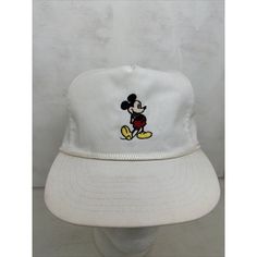 Vintage Mickey Mouse White Trucker Hat Cap Rope Walt Disney Nwt - Made In Usa. Hat Shows Signs Of Storage Casual Cotton Hats With Mickey Mouse Detail, Casual Cotton Mickey Mouse Hats, Casual Mickey Mouse Baseball Cap, Adjustable Cotton Mickey Mouse Hat, Disney Adjustable Baseball Cap, Adjustable Disney Baseball Cap, Vintage White Cotton Trucker Hat, Mickey Mouse Baseball Cap, One Size Fits Most, Adjustable Mickey Mouse Cap