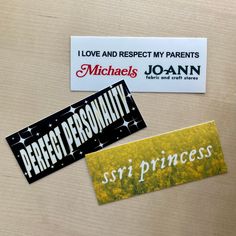 two stickers on a table that say, i love and respect my parent's