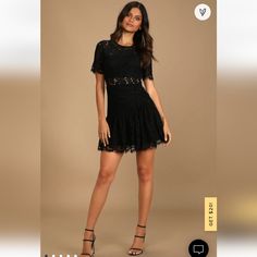 Description In Pics Above 34.5" Length Shoulder To Hem New With Tags Size S Lace Dress Black Short, Corset Outfits, Ruched Mini Skirt, Black Sparkly Dress, Short Sleeve Lace Dress, Cute Black Dress, Black Lace Mini Dress, Black Lace Shorts, Flowy Mini Dress