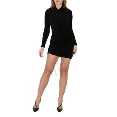 Balenciaga Ladies Dresses. Fashion category: Cocktail & Party Dresses. SKU: 725098 TKQ22 1000. Color: Black. Balenciaga Black Velvet Jersey Draped Mini Dress. This mini dress in fluid velvet jersey, featuring an invisible zip at side, long sleeves, mini length, a bodycon fit, cross neck, gathered detailing. 79% Viscose, 19% Polyamide, 2% Elastane. Made in Italy. Draped Mini Dress, Black Balenciaga, Cocktail Party Dresses, Cross Neck, Versace Watch, Balenciaga Black, Ladies Dresses, Denim Shoes, Invisible Zip