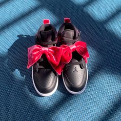 Girls Jordan Air 1 Mid Velvet Bow New Never Worn Cute Black Low-top Sneakers, Cute Black Lace-up Sneakers, Black Cute Low-top Sneakers, Jordan Air 1, Jordan Pink, Jordans Girls, Jordan Air, Shoes Jordan, Kids Jordans