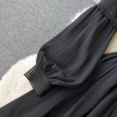 simple long sleeves chiffon summer women's dress P114 Fabric: blended Color: black Size(cm): M,L,XL.2XLM full length 122 sleeve length 27 bust 90 waist 72L full length 123 sleeve length 28 bust 94 waist 76 XL full length 124 sleeve length 29 bust 98 waist 80 2XL full length 125 sleeve length 30 bust 102 waist 84 Long Sleeve Solid Color Chiffon Dress, Spring Chiffon Dress With Sheer Long Sleeves, Chic Summer Long Sleeve Dress With Lantern Sleeves, Solid Color Long Sleeve Chiffon Evening Dress, Chic Long Sleeve Dress With Lantern Sleeves For Summer, Chic Long Sleeve Lantern Dress For Summer, Chic Long Sleeve Lantern Sleeve Summer Dress, Chic Black Midi Dress With Bishop Sleeves, Evening Chiffon Long Sleeve Dress