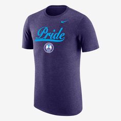 Soft tri-blend fabric and a classic fit help keep you comfortable all season long in this Orlando Pride tee. Nike Purple Crew Neck T-shirt, Casual Purple Moisture-wicking T-shirt, Orlando Pride, Soccer T Shirt, Pride Tees, Nike Soccer, Mens Soccer, Soccer Club, Men's Nike