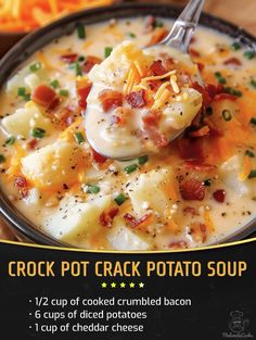 Indulge in Comfort with Homemade CrockPot Potato Soup Crock Pot Potato Soup, Crock Pot Potato, Crockpot Potato Soup, Crockpot Potato, Soup Hearty, Homemade Potato Soup, Creamy Soups, Slow Cooker Potatoes, Crockpot Soup