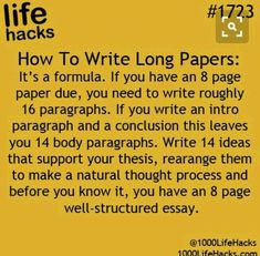 a yellow background with the words how to write long papers and an image on it