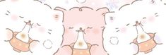 two bears with their mouths open in front of snowflakes on a pink background