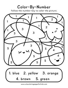 the color by number worksheet for children to learn numbers and colors with pictures