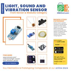 an advertisement for the light, sound and vibration sensor