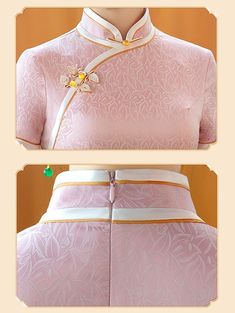 Luxury Elegant Cheongsam With Stand Collar, Elegant Embroidered Cheongsam With Stand Collar, Cheongsam Pattern, Shanghai Dress, Pink Fitted Cheongsam With Short Sleeves, Formal Fitted Pink Cheongsam, Traditional Fitted Pink Cheongsam, Cheongsam Modern, Mandarin Collar Dress