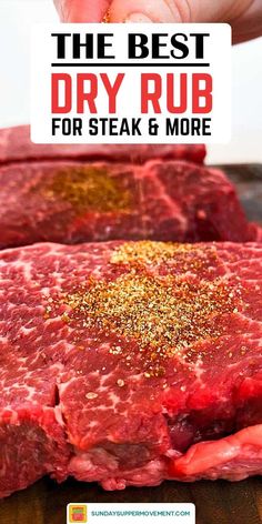 the best dry rub for steak and more is shown in this image with text overlay