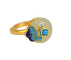 "🌹 Welcome to JeansJewelryStudio! 🌹 https://www.etsy.com/shop/JeansJewelryStudio DESCRIPTION Presented for you is a gold vermeil with natural white nephrite jade adjustable ring. Beautiful jade color and stylish enamel design make it unique and eye-catching! The band of the ring is made from sterling silver that has been plated with a thick layer of 18-karat gold. This gold vermeil plating gives the ring a rich, warm color and a luxurious look and feel. A stunning and elegant piece of jewelry Cloisonne Jewelry, Jade Color, Nephrite Jade, Jade Ring, Vermeil Jewelry, Ring For Women, Adjustable Ring, Adjustable Rings, Rings Statement