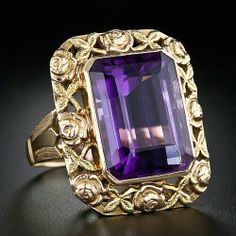 ♥ Vintage Amethyst Ring, Arts And Crafts Era, Amethyst Ring Vintage, Fashion Purple, Golden Rings, Gold Amethyst Ring, Bleu Violet, Golden Ring, Amethyst Jewelry