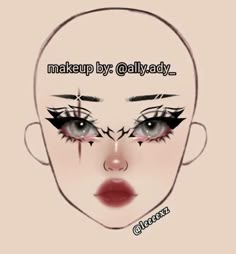 Anime Looks Makeup, Alt Makeup Drawing, @ally.ady_ Makeup, Makeup Face Charts Ideas, Face Drawing Makeup, Makeup Ideas Cosplay, Goth Makeup Ideas Drawing, Face Chart Makeup Ideas