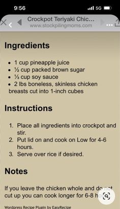 an iphone screen showing instructions for cooking with the help of ingredients and instructions on how to cook