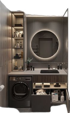 a washer and dryer in a small room