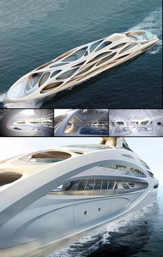 an image of a large boat in the water with many different angles to it's side