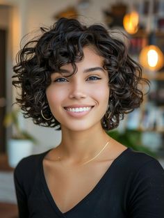 Short Haircuts for Curly Hair: Embrace Your Natural Texture Short Curly Brunette Hairstyles, Curly Hair Bob Round Face, Short Curly Hair Chin Length, Short Curly Hairstyles Fine Hair, Short Bob Haircuts For Curly Hair, Short Curly Haircuts Curtain Bangs, Short Curly Haircut With Bangs, Short Haircuts For Fine Curly Hair, Short Hair Curls Hairstyles