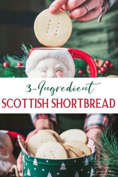 These 3-ingredient Scottish Shortbread Cookies come from an old family recipe that has been passed down for generations, and they're perfect for holiday baking! Best of all, there are no eggs, no leavening agents, and no chilling necessary -- so they're ready to enjoy in less than one hour. Rich and buttery, but not too sweet, the simple treats are delicious alongside a mug of hot cocoa or a cup of coffee. Decorate the Christmas shortbread cookies with icing and sprinkles for a festive touch! Christmas Shortbread Cookies, Leavening Agents, Shortbread Cookies With Icing, Cookies With Icing, Simple Treats