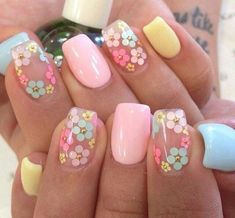 49 Beautiful Spring Nail Art Designs #nailart #nails Floral Spring Nails Short, Easy Diy Flower Nail Art, Preppy Summer Nails Almond, The Summer I Turned Pretty Nails, Cowboy Nails, Florida Nails, Easter Nail Designs, Valentine Nails, Aesthetic Nails