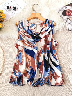 Plus Size Women's Summer All-Over Print V-Neck Sleeveless Loose Casual Shirt Multicolor Casual  Sleeveless Woven Fabric Graphic,All Over Print Top Non-Stretch  Women Plus Clothing, size features are:Bust: ,Length: ,Sleeve Length: Summer Wear For Women, Plus Size Summer Casual, Floppy Sun Hats, Casual Summer Wear, Plus Size Summer, Vacation Shirts, Printed Tank Tops, Plus Size Blouses, Sleeveless Shirt