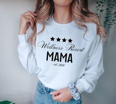 Customized Mom Sweatshirt. Celebrate many years of dedicated motherhood with this stylish crewneck sweatshirt. This cool mom sweater is an ideal anniversary gift for Mother's Day, Birthday and Christmas. This mom sweatshirt comes with multiple quotes, making it a unique and thoughtful gift for moms who have devoted or will devote many years to their children's upbringing. Whether as a birthday present, baby shower gift, or just to show appreciation, this mama shirt honors the enduring commitment White Sweatshirt For Mother's Day, Mother's Day Gift Sweatshirt, Custom Text Crew Neck Sweatshirt For Birthday, Mother's Day Birthday Crew Neck Sweatshirt, Birthday Crew Neck Sweatshirt With Custom Text, Mother's Day Lettering Crew Neck Sweatshirt, Mother's Day Crew Neck Sweatshirt With Lettering, Mother's Day Sweatshirt With Name Print And Crew Neck, Mother's Day Sweatshirt With Custom Text