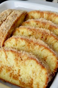 several slices of cake in a white container