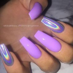 Ongles Gel Violet, Spring Nails 2020, Purple Gel Nails, Long Coffin Nails, Pastel Violet, Purple Glitter Nails, Natural Gel Nails, Purple Acrylic Nails, Nails Yellow