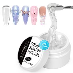 PRICES MAY VARY. 🎀【No Sticky Builder Gel】: Brand new nail builder gel, contains non-flowing formula with non-sticky texture, It like plasticine which you can operate it with your finger to extend or form shape. Very easy and convenience. It will bring you a new experience for nail extension, nail sculpting, etc. No need nail forms/nail brushes, no sticky any more. 🎀【Easy to Apply】: Our solid gel builder for nails is non-sticky hand and very easy to apply. You can just press or knead it with yo Solid Builder Gel, Nails Extension, Nails Solid, Nails Inspiration Spring, Gel Builder, Builder Gel Nails, Poly Gel, Gel Nail Extensions, Chrome Powder