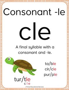 a poster with an image of a turtle and the word cle