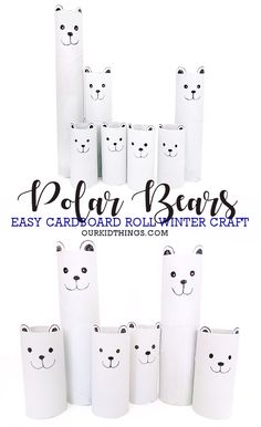 paper bags with faces on them and the words polar bear's easy cardboard roll printer craft