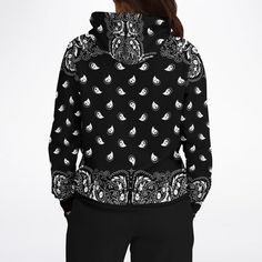 Rock a classic street style with our Black Bandana Pattern Unisex hoodie. Made with a black bandana pattern, this hoodie is perfect for any casual outfit. Stay warm and stylish in this must-have hoodie. Available now! • 20% cotton, 75% polyester, 5% spandex• Unisex fit• Soft cotton hand-feel fabric surface• Brushed fleece fabric on the inside• High definition printing colours• Double layer hood• Kangaroo pocket Shipping from China (allow 21 days to reach worldwide destinations on average) Inches All Over Print Cotton Hoodie For Streetwear, Cotton Hoodie With All Over Print For Streetwear, Winter Cotton Hoodie With All Over Print, Winter Hoodie With All Over Print, Casual Hooded Sweatshirt With All Over Print, Casual All Over Print Hoodie Sweatshirt, Casual Hoodie Sweatshirt With All Over Print, Hooded All Over Print Streetwear Sweatshirt, Winter Streetwear Hoodie With All Over Print