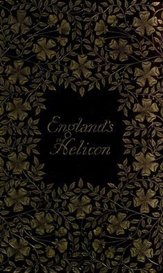 the front cover of an english book with gold flowers and leaves on black paper, which reads england's hellon