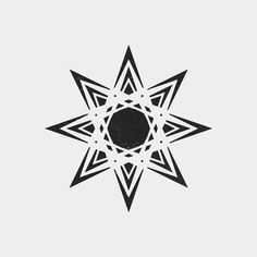 a black and white drawing of a star with an inverted design on it's side