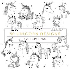 the unicorns are drawn in black and white