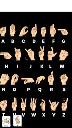 the alphabet with hands and letters on it, all in different positions to spell out